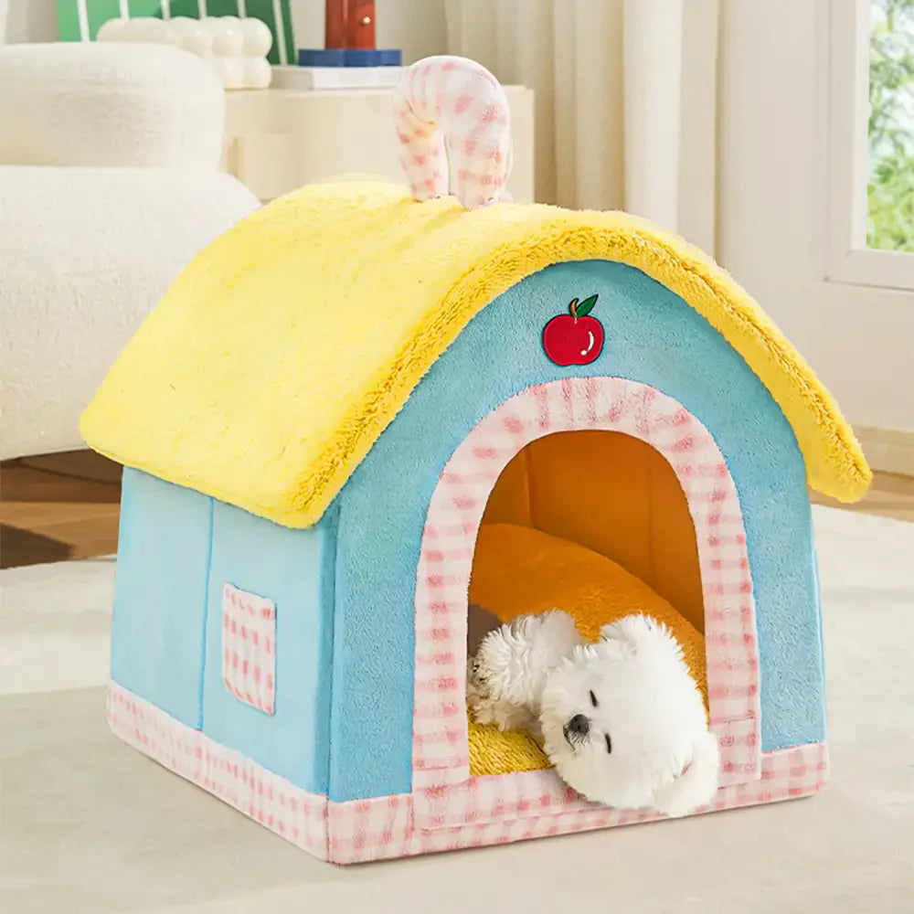 Vintage Plaid Gemütliche Plüsch Warme Faltbare Katzengrotte Hundehütte