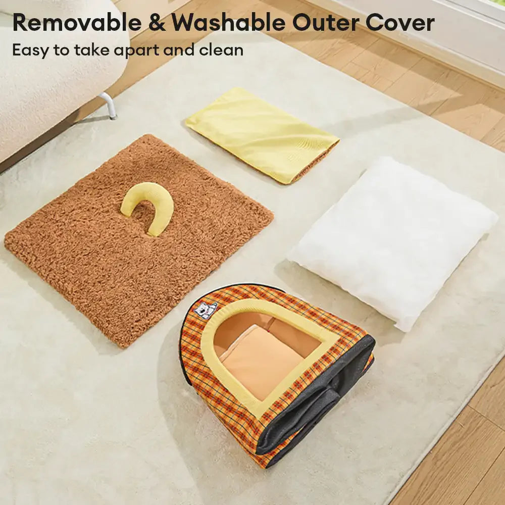 Vintage Plaid Gemütliche Plüsch Warme Faltbare Katzengrotte Hundehütte