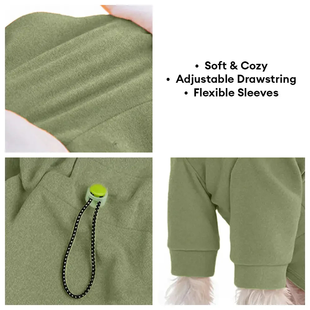 Warmes weiches Fleece-Hochkragen-Einteiler für vierbeinige Hunde mit verstellbarem Bund