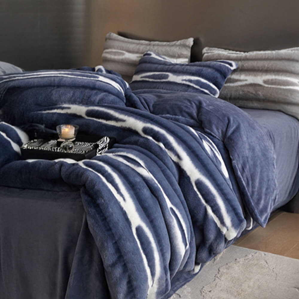 Warmes Umweltfreundliches Bettwäscheset aus Kunstfell mit Wellenblasen-Design