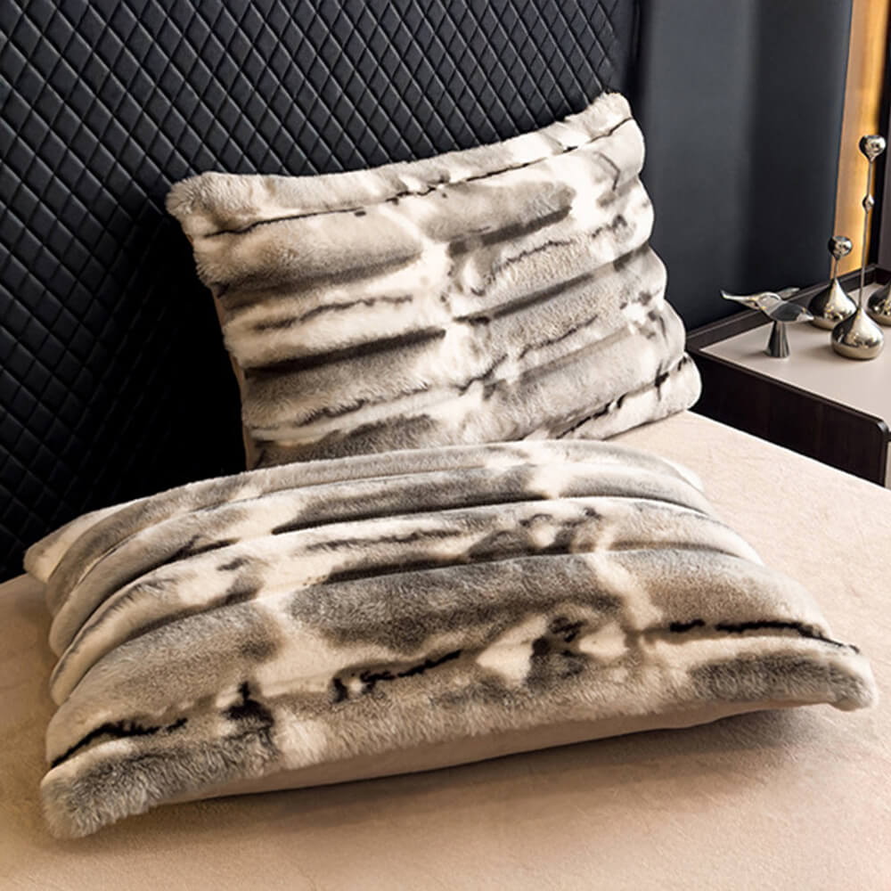 Warmes Umweltfreundliches Bettwäscheset aus Kunstfell mit Wellenblasen-Design