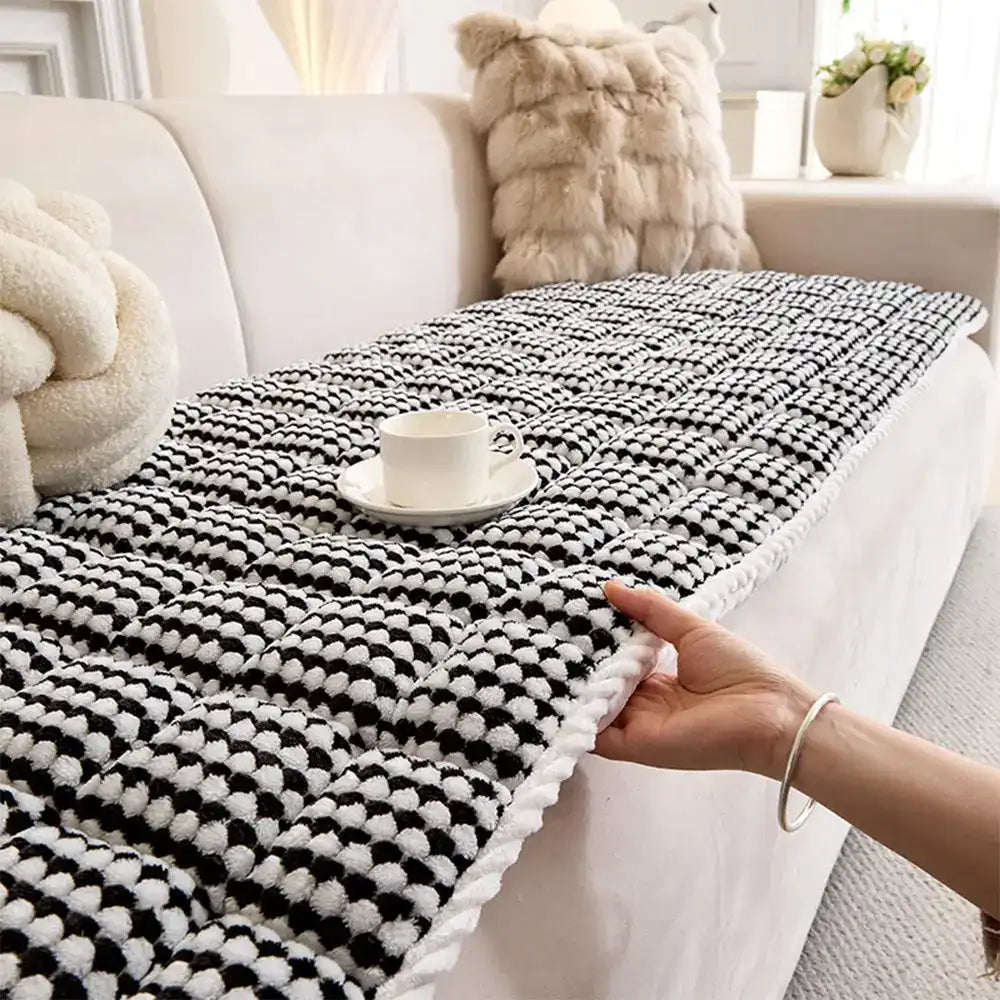Dickes, gepolstertes, rutschfestes, plüschiges Punkt-Haustierfreundliches Sofa-Überzug.