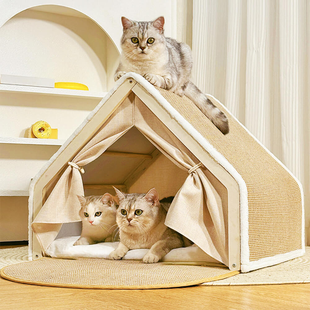 All-in-One Katzenzelt mit Kratzdach und gemütlicher Schlaffläche