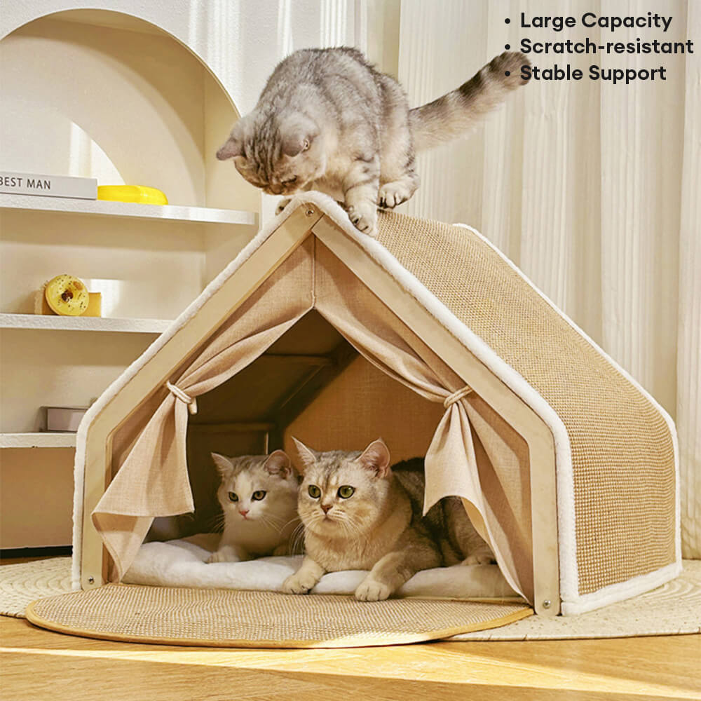All-in-One Katzenzelt mit Kratzdach und gemütlicher Schlaffläche