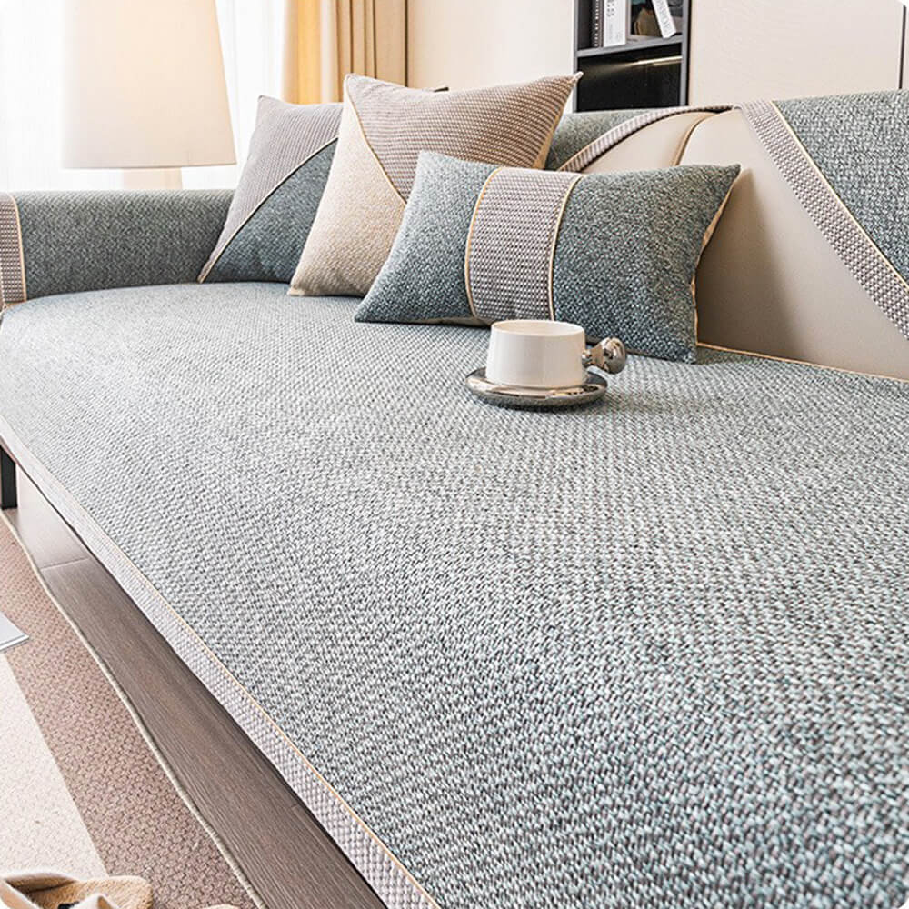 Atmungsaktiver rutschfester Sofabezug aus Baumwoll-Leinen