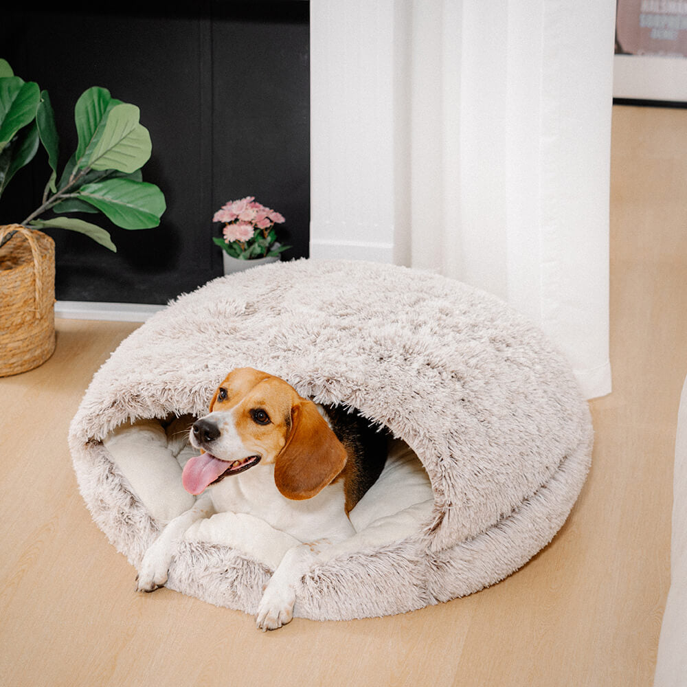 Beruhigendes Halbgeschlossenes Plüsch-Pita-Haustiernest für Hunde