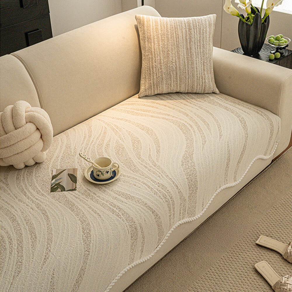 Kühl Berührung Eisseide Minimalistischer Stil mit geflochtenem Rand Couchbezug