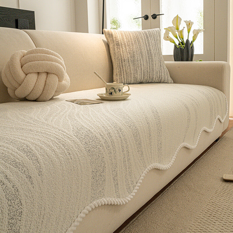 Kühl Berührung Eisseide Minimalistischer Stil mit geflochtenem Rand Couchbezug