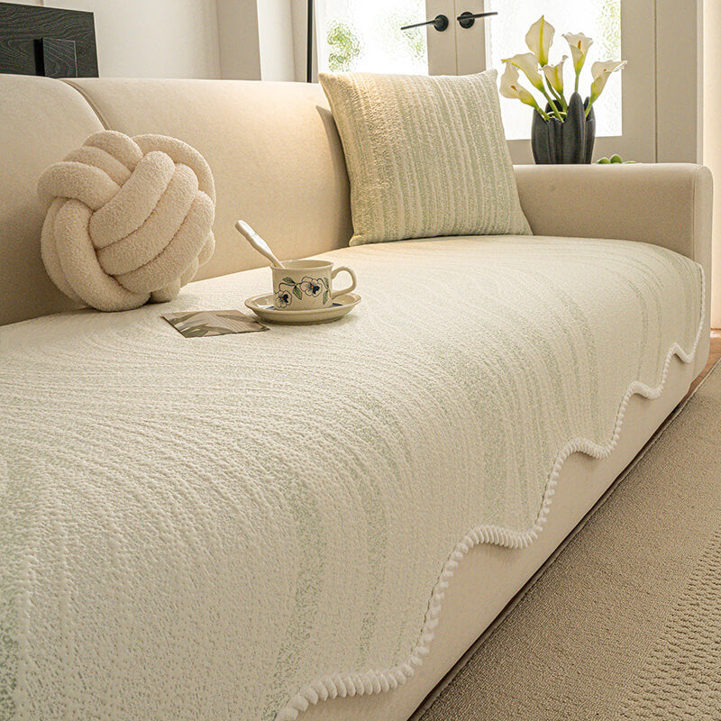 Kühl Berührung Eisseide Minimalistischer Stil mit geflochtenem Rand Couchbezug