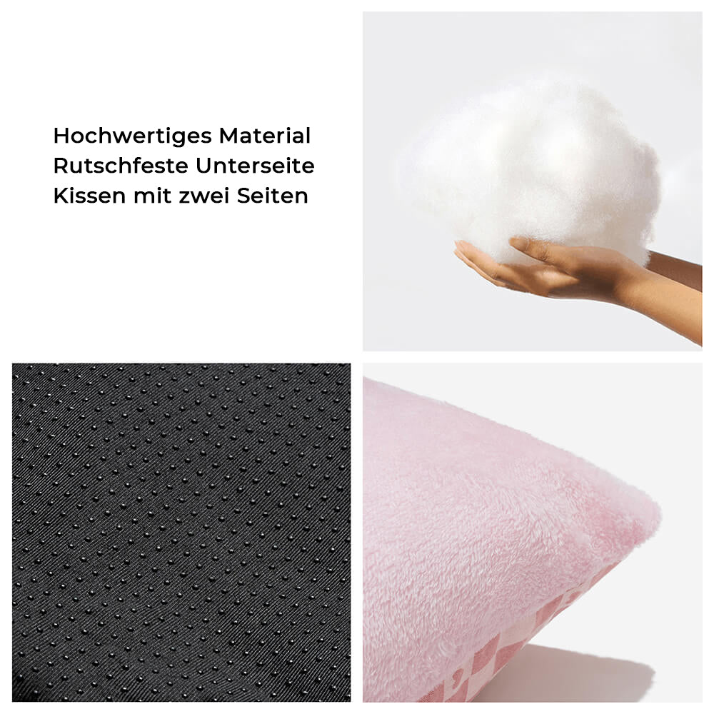 Hundebett im Autositz-Design mit Vintage Herzen und Schachbrettmuster