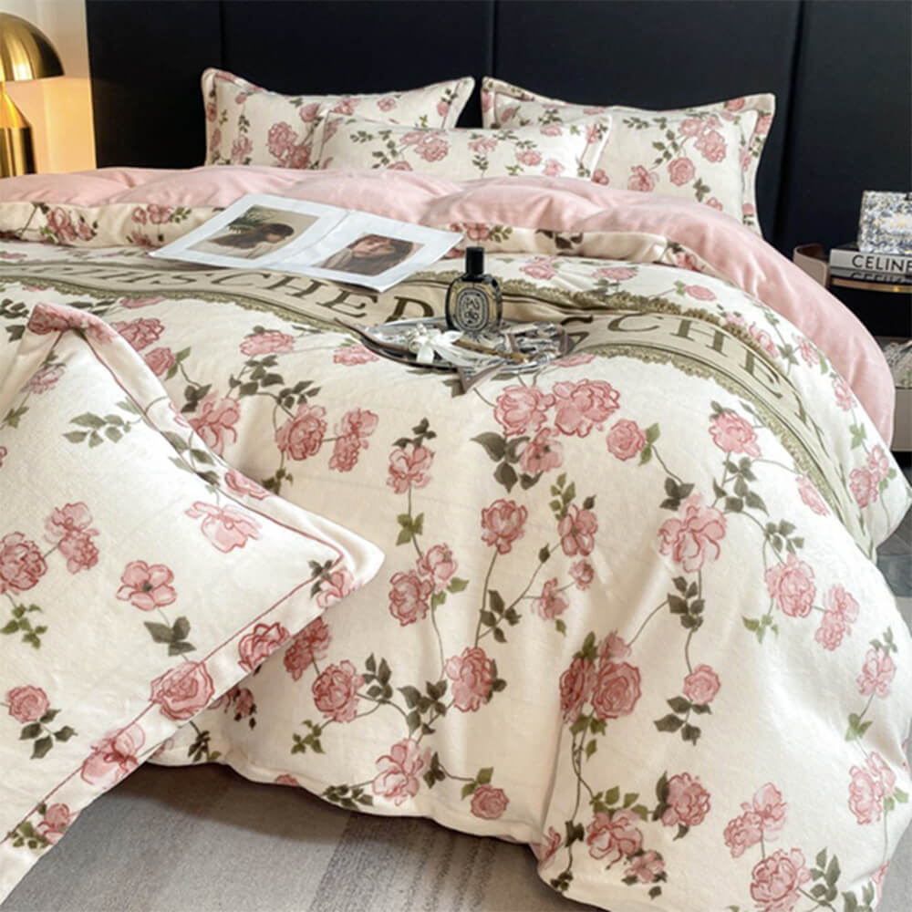 Elegantes Antistatisches  Wärmendes Bettlakenset aus Milchsamt im europäischen Stil