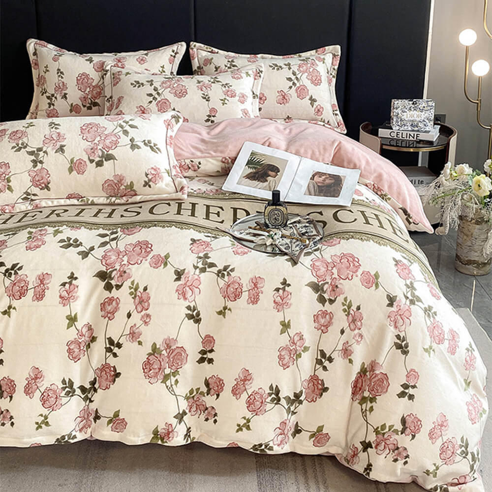 Elegantes Antistatisches  Wärmendes Bettlakenset aus Milchsamt im europäischen Stil