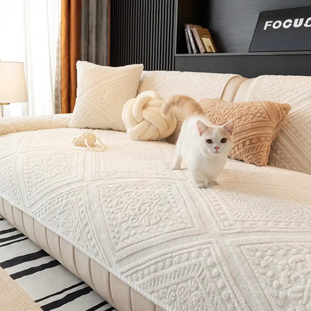 Ganzjahres-Nordic-Style-gestepptes Plüsch-Sofaüberwurf mit rutschfestem Boden