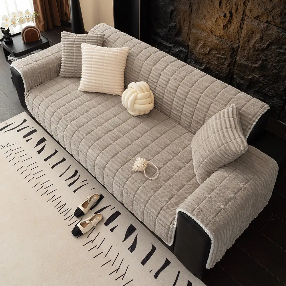 Einsitzer Bequemer Fleece Sofa Schutzhülle Rutschfeste Couchbezug