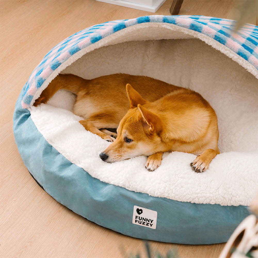 Baldachin-Hundebett aus Ultraweichem Plüschhimmel und Robuster Baumwollfüllung