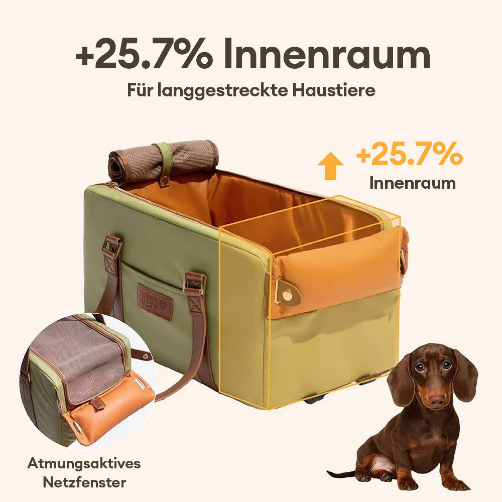 Deluxe Haustier-Autositz & Träger aus Kunstleder für die Mittelkonsole Urban Voyager