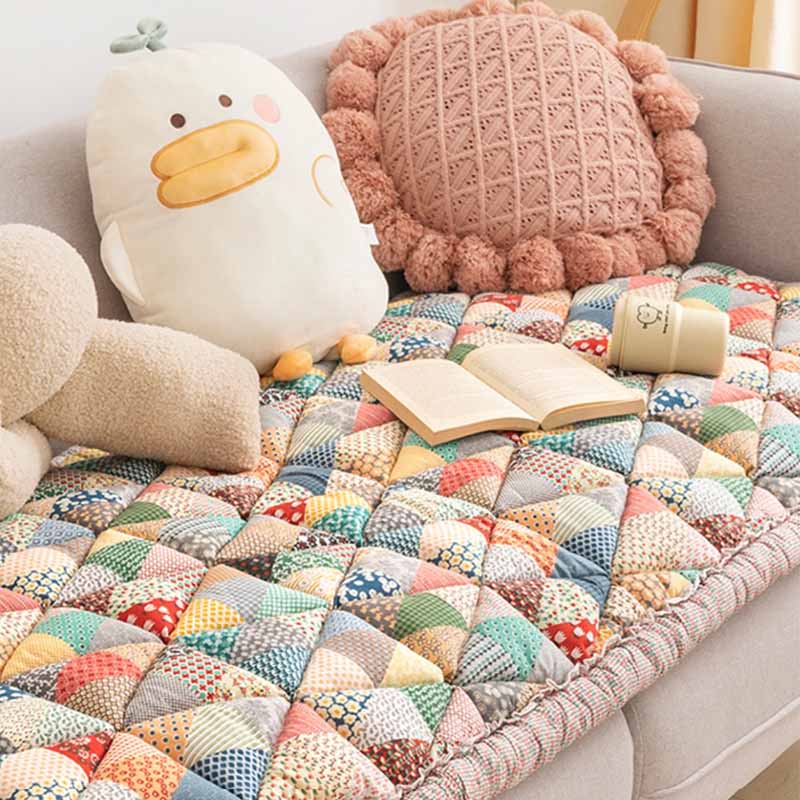 Gemütliche Karierte Patchwork Haustiermatte Möbelschutz Couchbezug