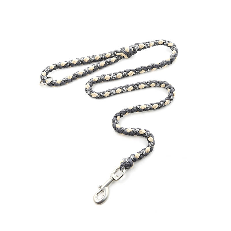 Handgewebtes Leder Mehrzweck Anti-Zieh-Hundehalsband und Leinen-Set