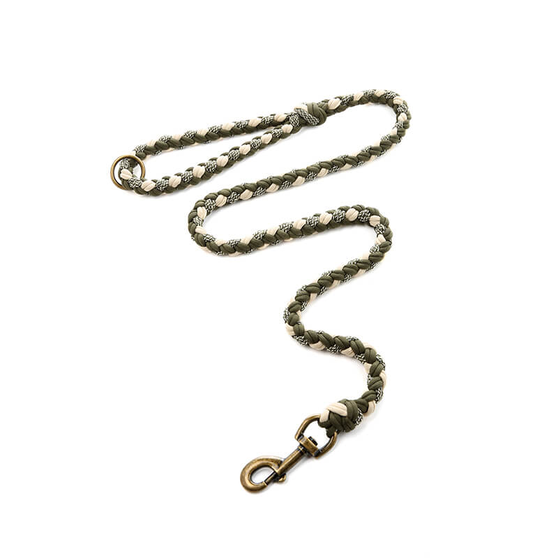 Handgewebtes Leder Mehrzweck Anti-Zieh-Hundehalsband und Leinen-Set