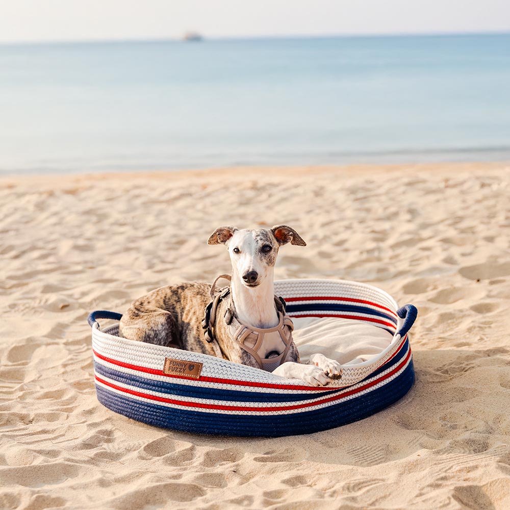 Handgefertigte leichte Baumwollgewebte Strandtasche für Haustiere - Sommerurlaub