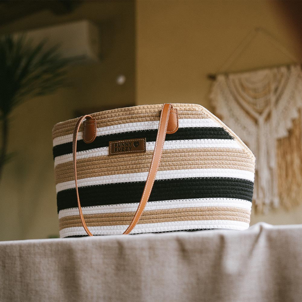 Handgefertigte leichte Baumwollgewebte Strandtasche für Haustiere - Sommerurlaub
