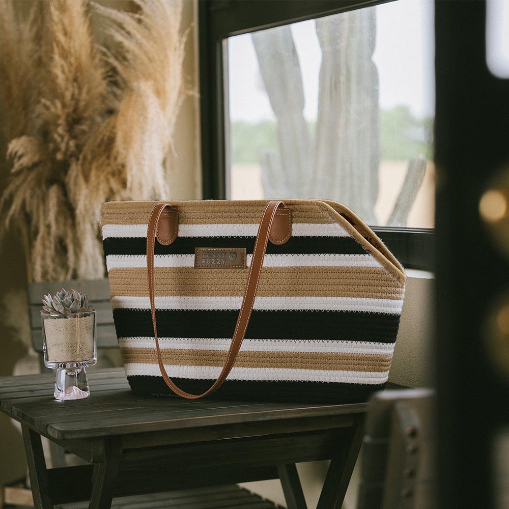 Handgefertigte leichte Baumwollgewebte Strandtasche für Haustiere - Sommerurlaub