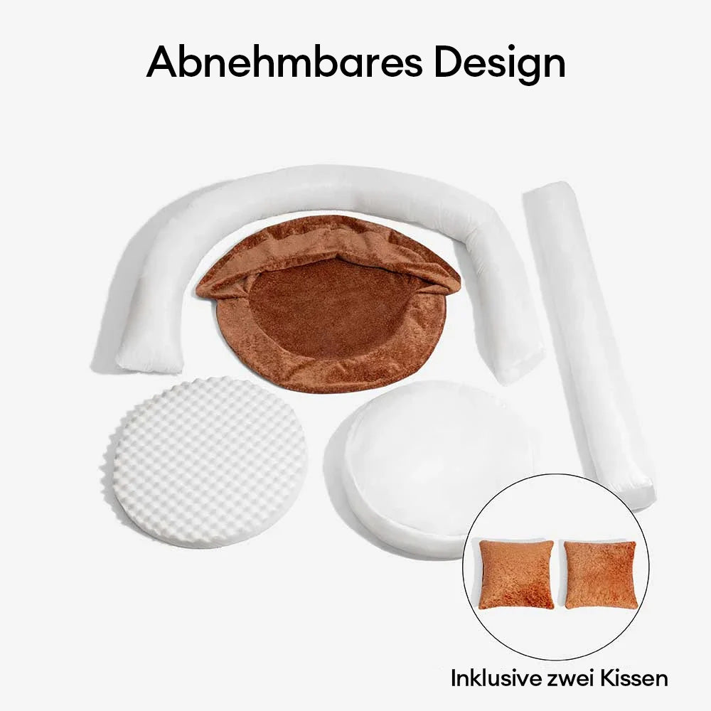 Orthopädisches Donut-Hundebett aus Diamond Velvet mit abnehmbarem Kissen – DreamNest