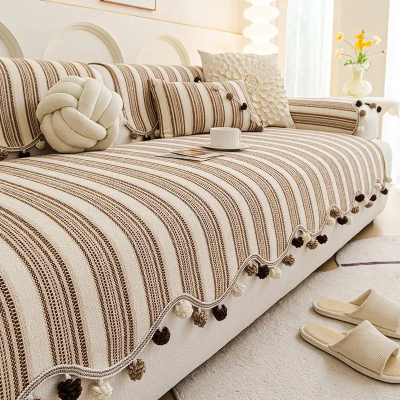 Unregelmäßiger Kontrastfarbe Chenille Hautfreundliche rutschfeste Sofabezug