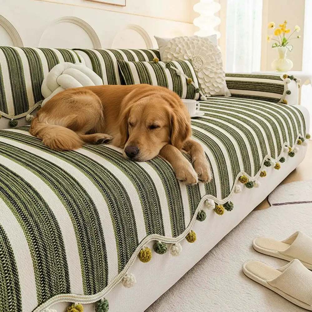 Unregelmäßiger Kontrastfarbe Chenille Hautfreundliche rutschfeste Sofabezug