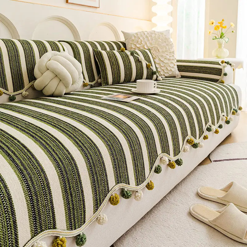 Unregelmäßiger Kontrastfarbe Chenille Hautfreundliche rutschfeste Sofabezug