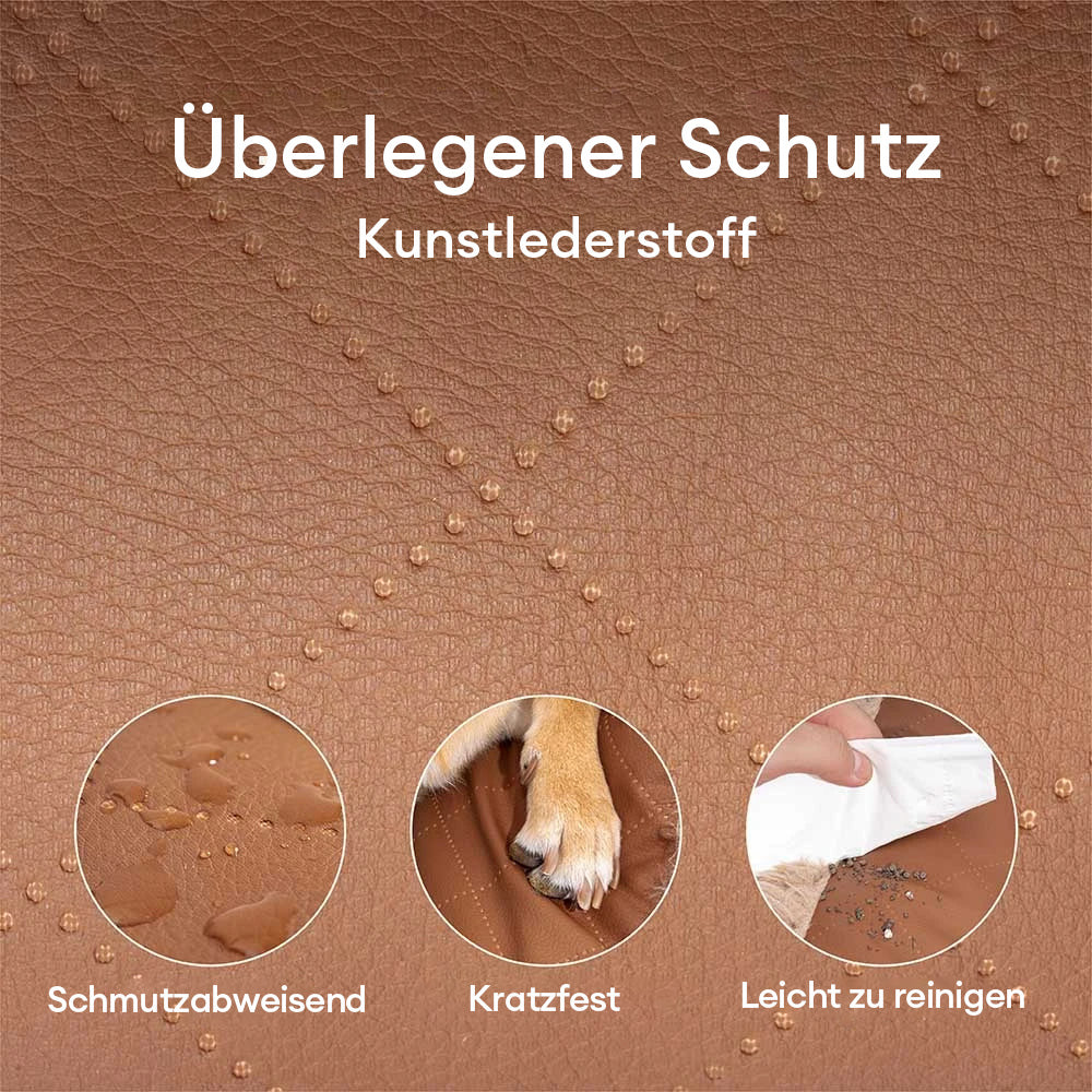 Orthopädisches Hundebett Luxe Kunstleder & Plüsch – Abnehmbarer Schwamm, Warm & Komfortabel