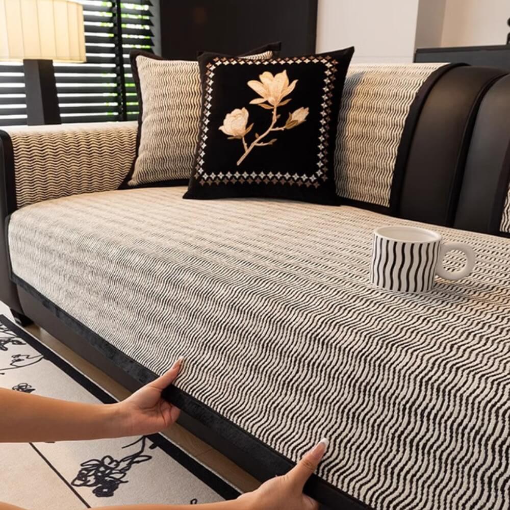 Leichter Luxuriöser Atmungsaktiver Chenille-Stoff Kratzfester Rutschfester Sofabezug