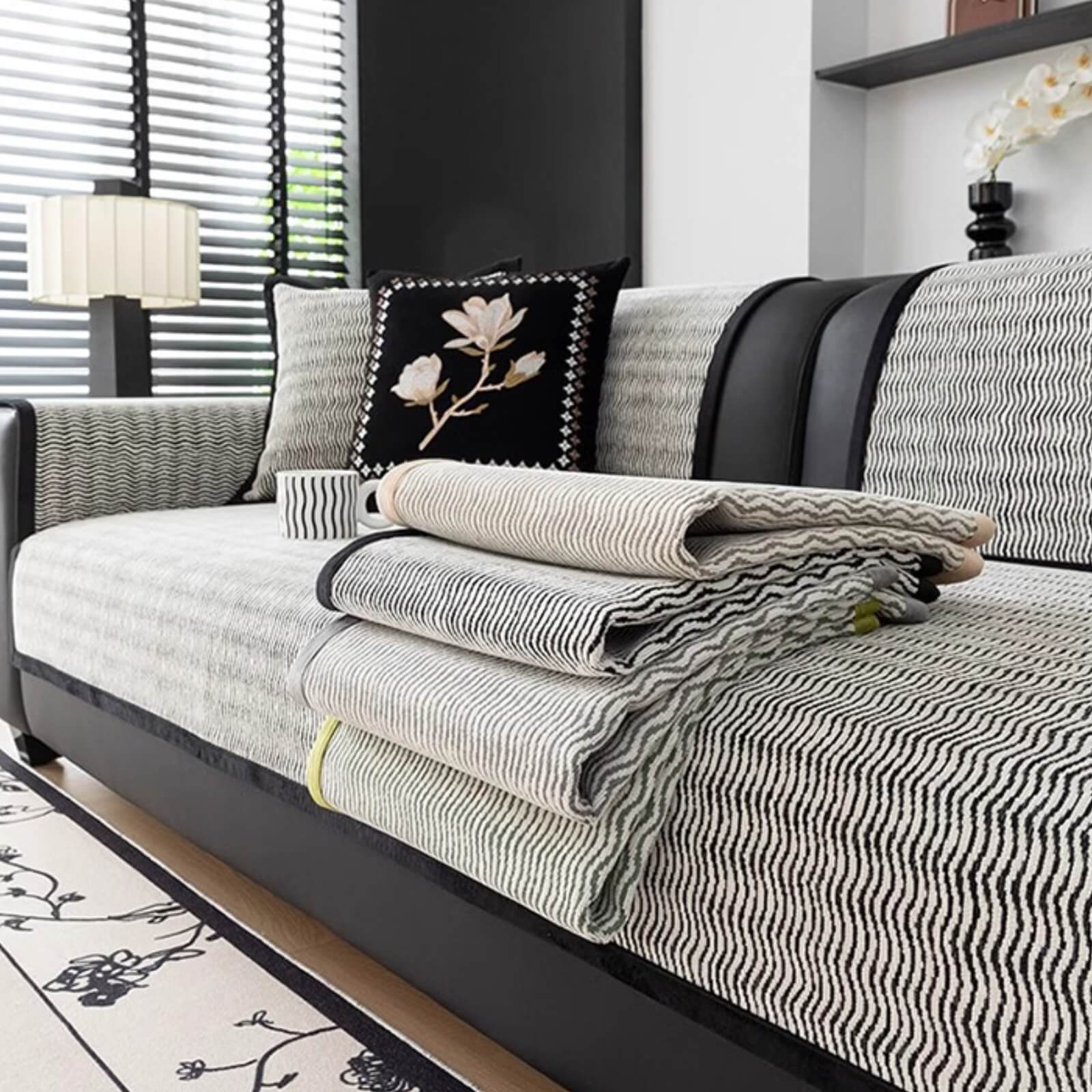 Leichter Luxuriöser Atmungsaktiver Chenille-Stoff Kratzfester Rutschfester Sofabezug