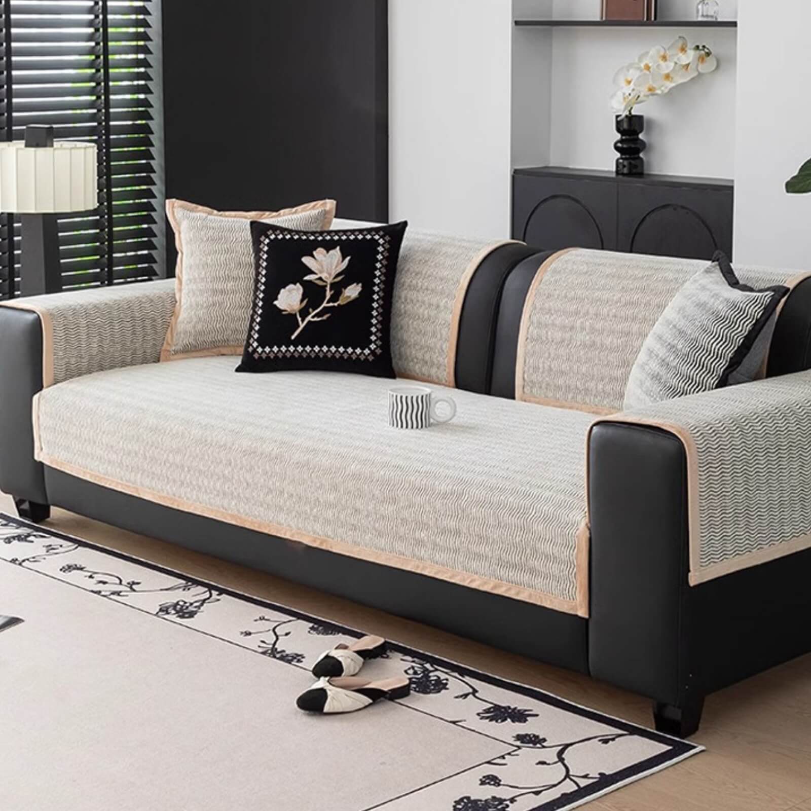 Leichter Luxuriöser Atmungsaktiver Chenille-Stoff Kratzfester Rutschfester Sofabezug