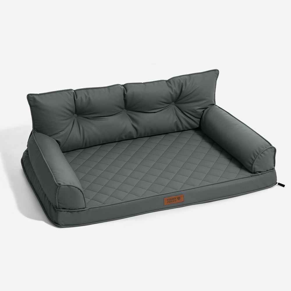 Luxe Kunstleder Faltbares Orthopädisches Großes Hundebett - Outdoor