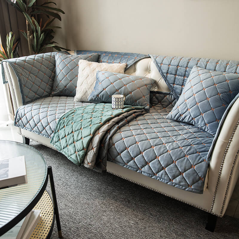 Rutschfester Luxuriöser Gesteppter Sofabezug aus Samt