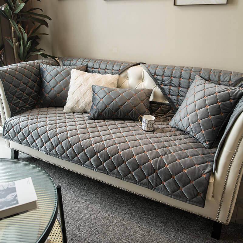 Rutschfester Luxuriöser Gesteppter Sofabezug aus Samt