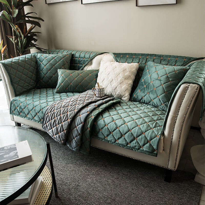 Rutschfester Luxuriöser Gesteppter Sofabezug aus Samt