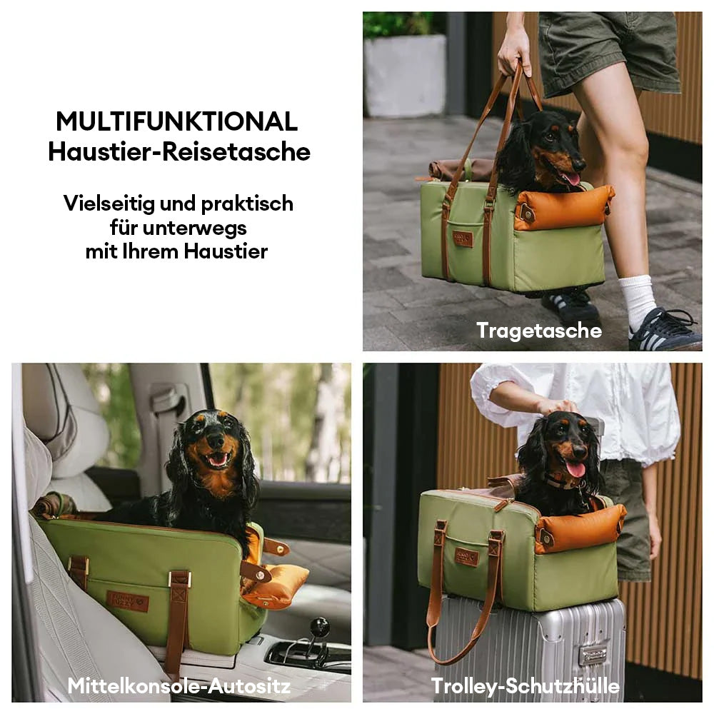 Deluxe Haustier-Autositz & Träger aus Kunstleder für die Mittelkonsole Urban Voyager