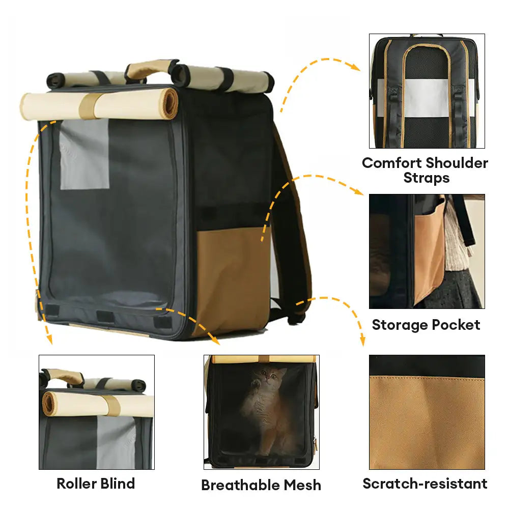 Mehrzweck atmungsaktiver Roll-Up Haustierträger Katzenrucksack