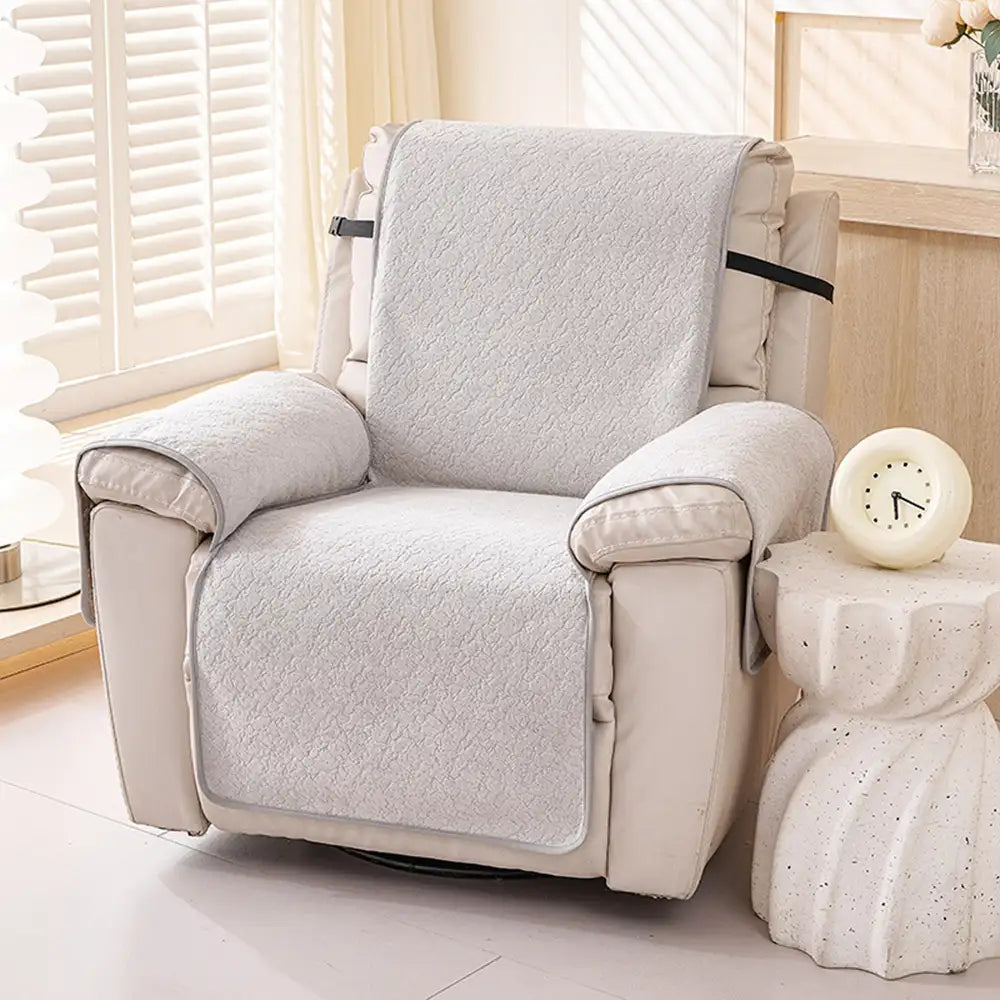 Einsitzer Chenille Kratzfeste Recliner-Stuhlhülle mit Gurten - Schneeflocke