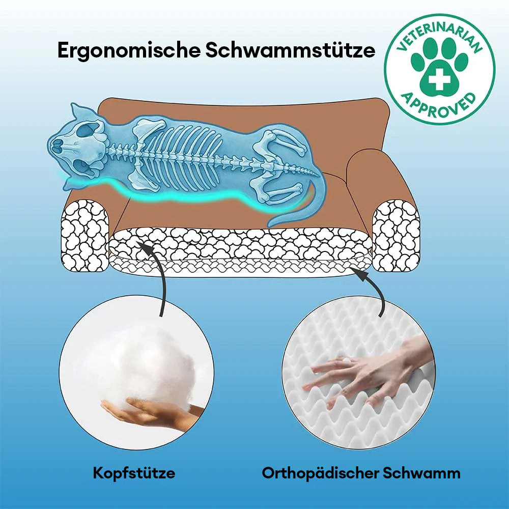 Orthopädisches Hundebett Luxe Kunstleder & Plüsch – Abnehmbarer Schwamm, Warm & Komfortabel