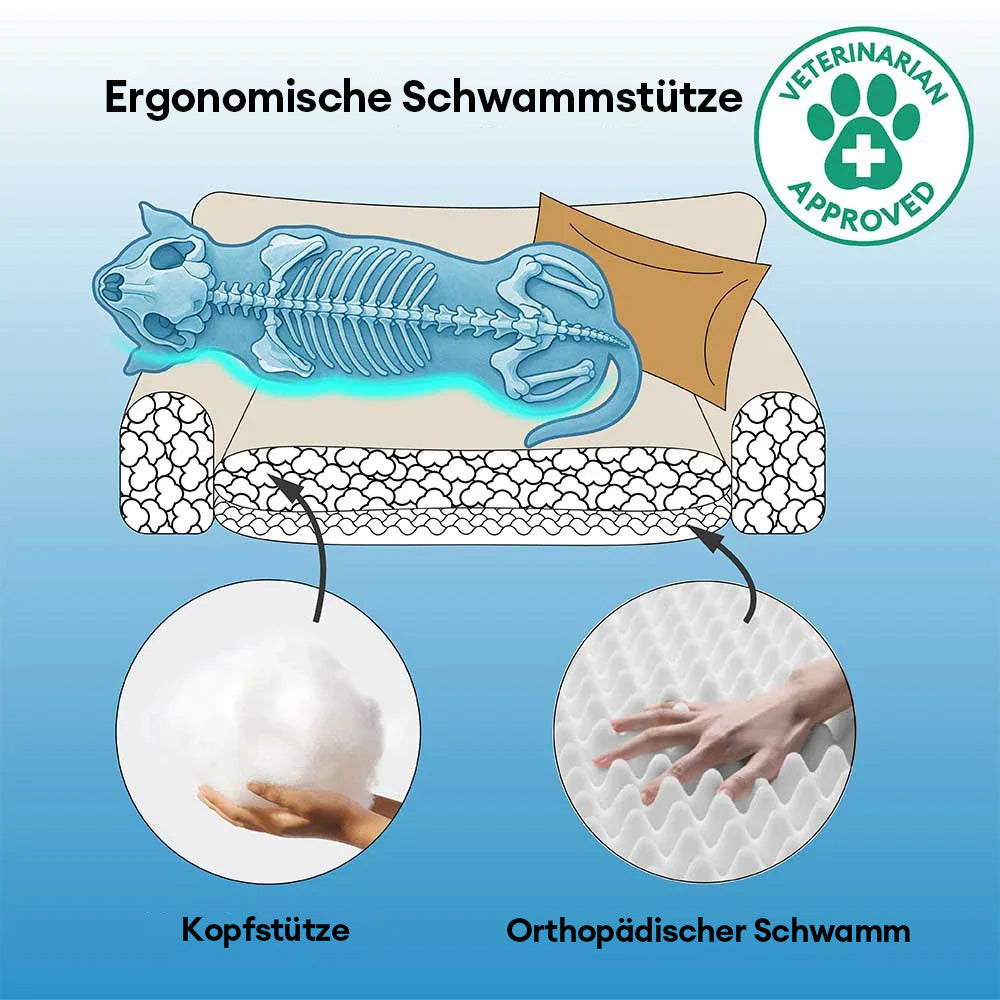Allwetter Hundebett aus Chenille – Orthopädisch Abnehmbar & Mit Kissen