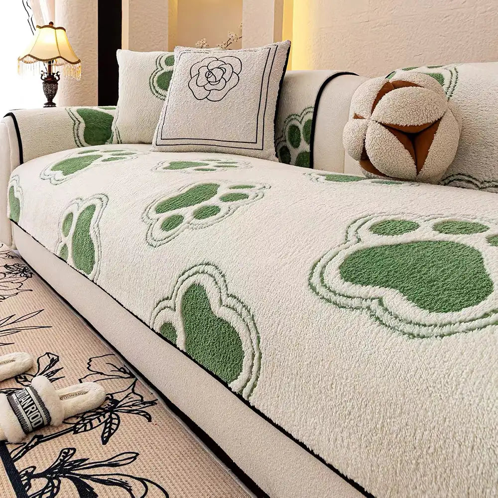 Pfotenabdruck Weicher Polar Fleece Sofa Schutz Rutschfeste Couchabdeckung