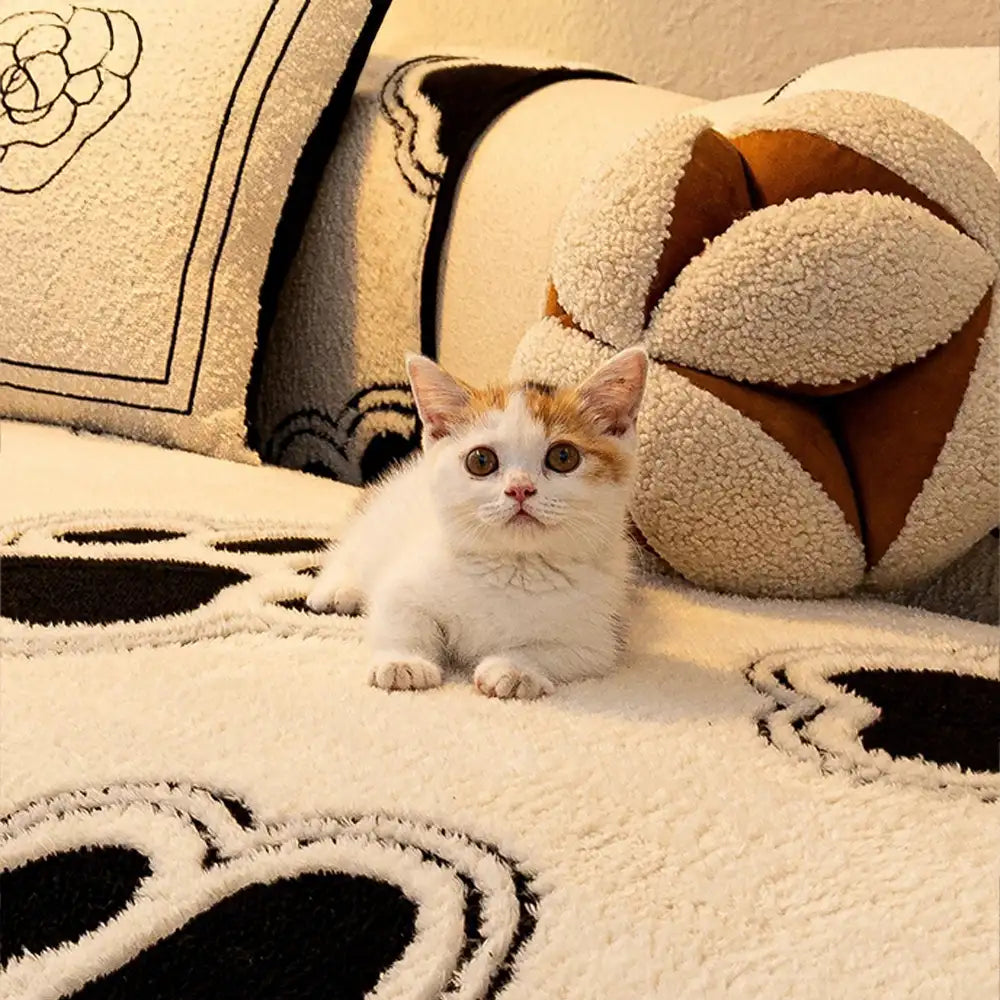 Pfotenabdruck Weicher Polar Fleece Sofa Schutz Rutschfeste Couchabdeckung