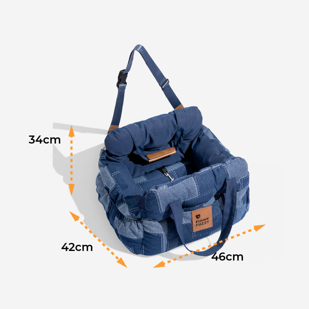 Reisesicherheitspolster Vintage Denim Patchwork Hundeautositzbett