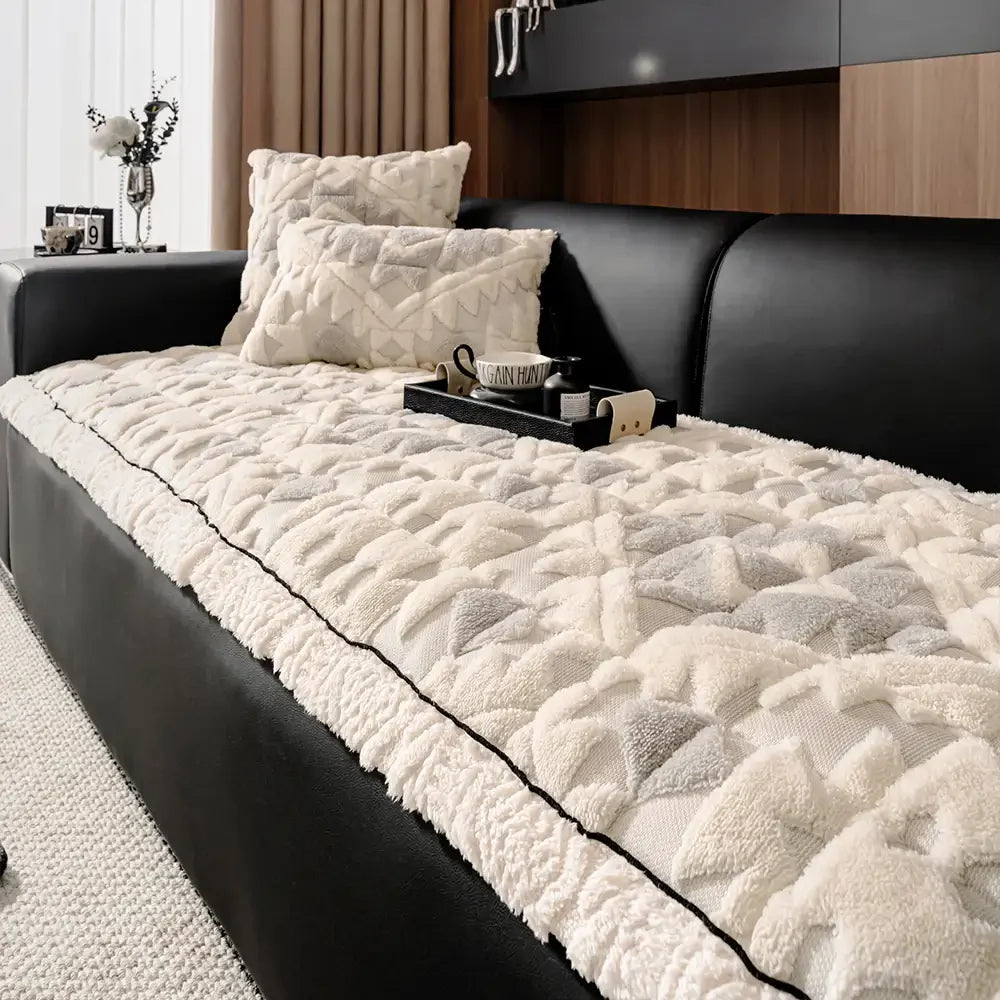 Retro-Plüsch-Diamantmuster kratzfester rutschfester Haustiermatte Sofabezug