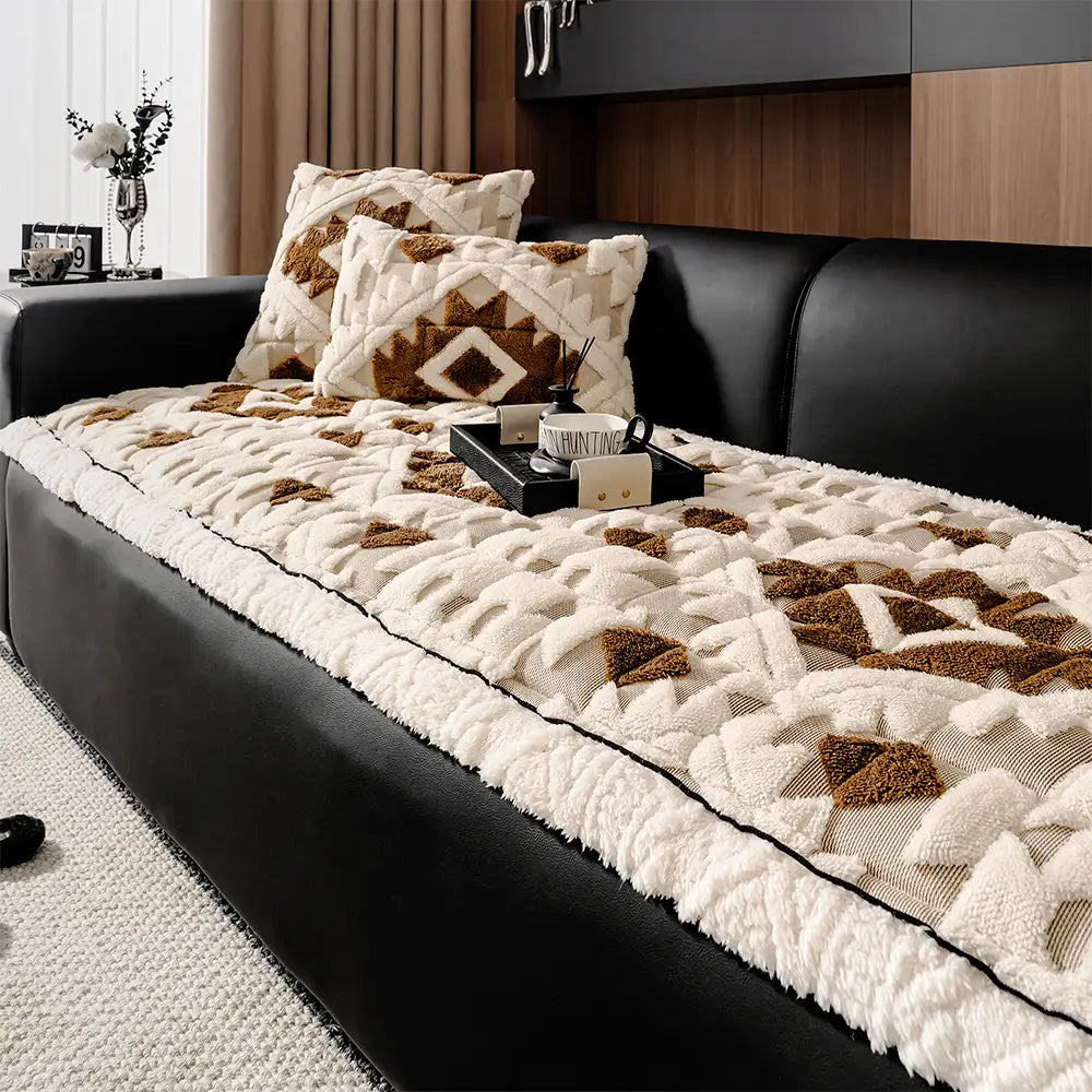 Retro-Plüsch-Diamantmuster kratzfester rutschfester Haustiermatte Sofabezug