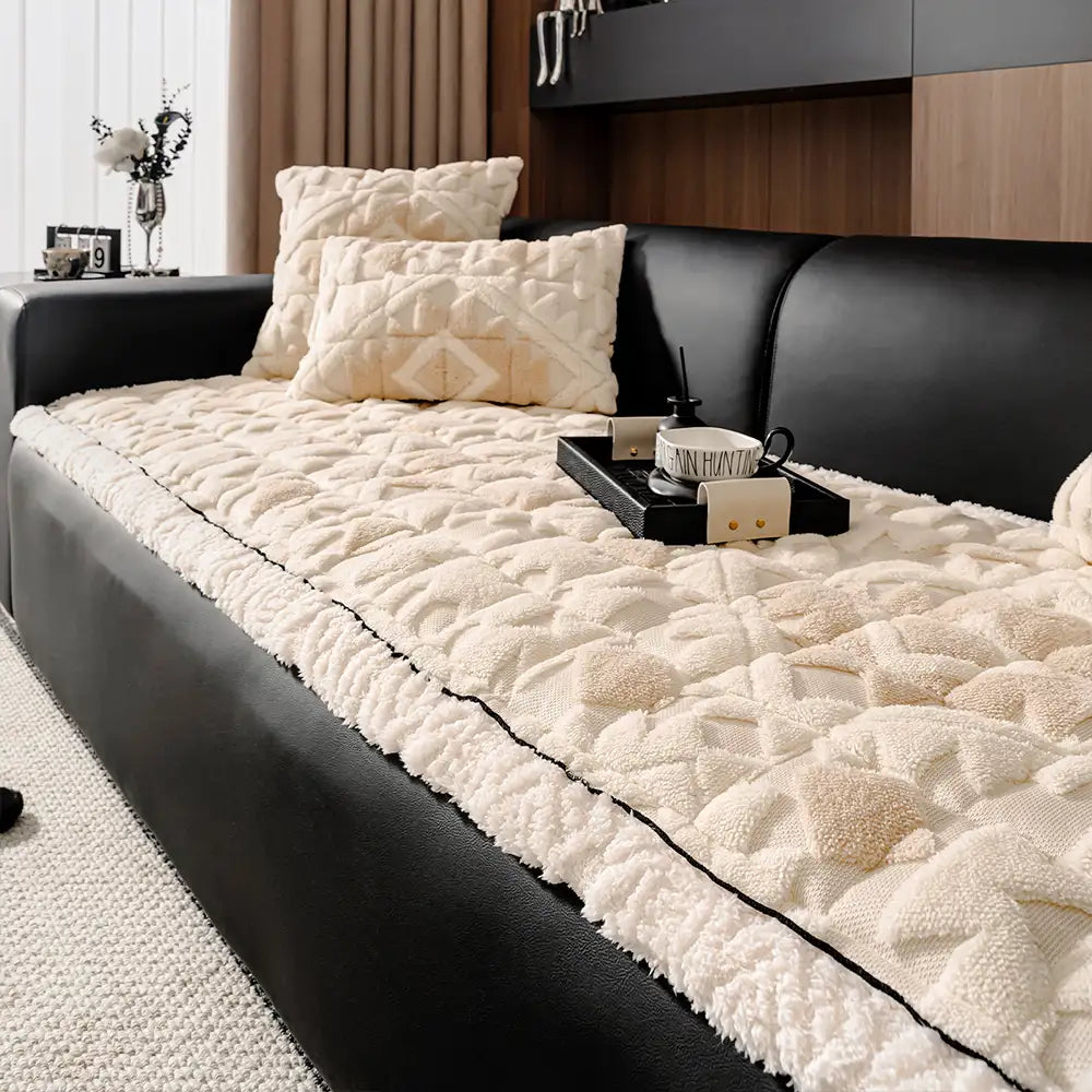 Retro-Plüsch-Diamantmuster kratzfester rutschfester Haustiermatte Sofabezug