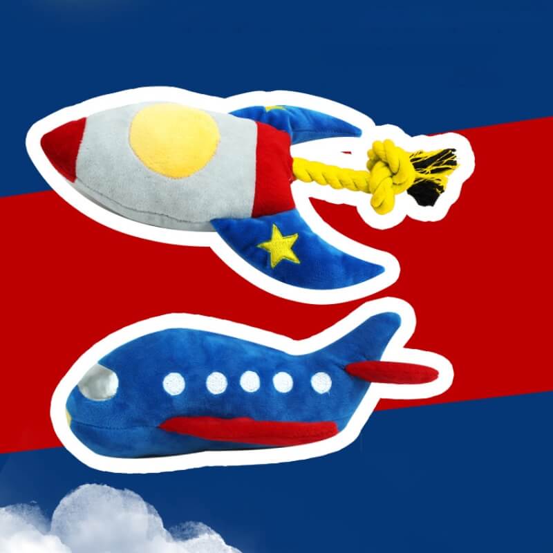 Raketenflugzeug-Spielzeug Verspieltes Quietschspielzeug Kauspielzeug für Hunde